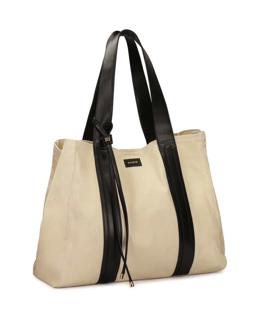 Kazar-XXL-Tasche-aus-beigem-Stoff-beige
