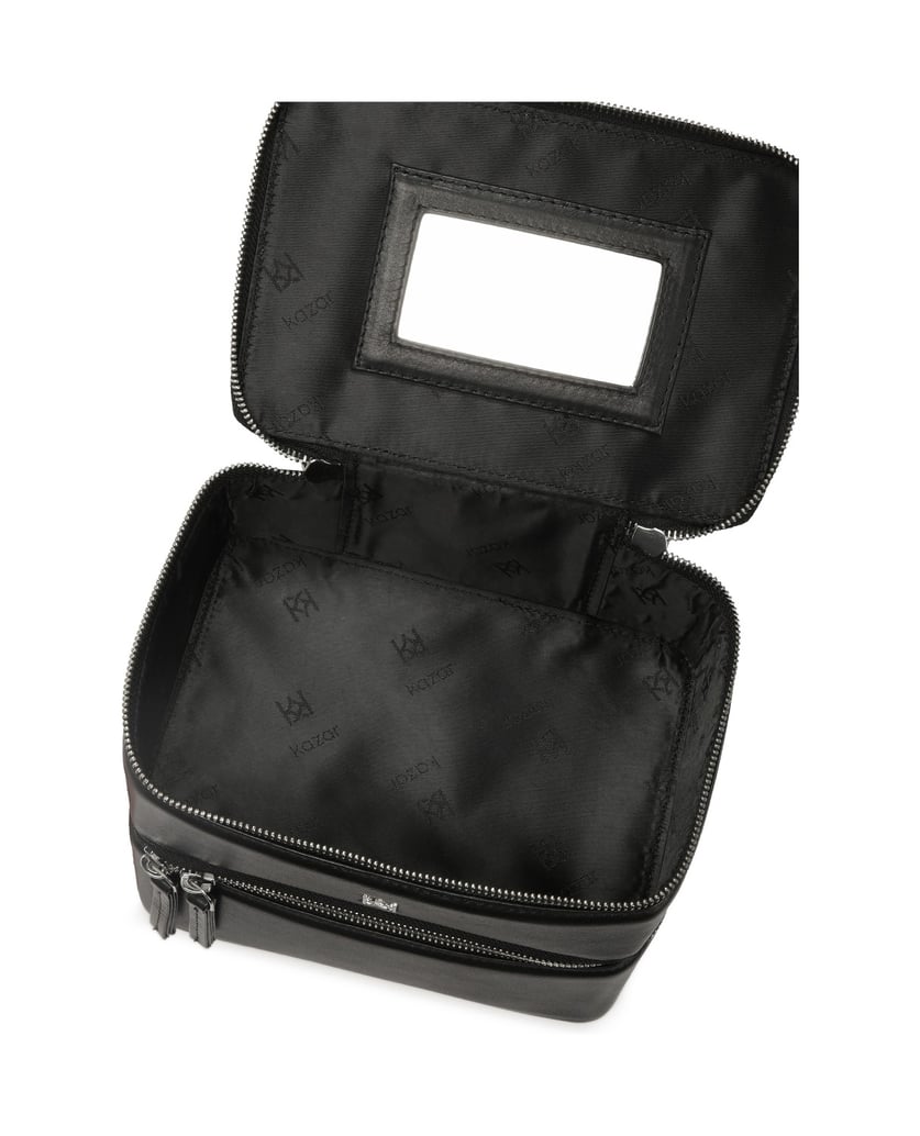 Kazar-Kosmetiktasche-aus-festem-Leder-mit-zwei-schwarz
