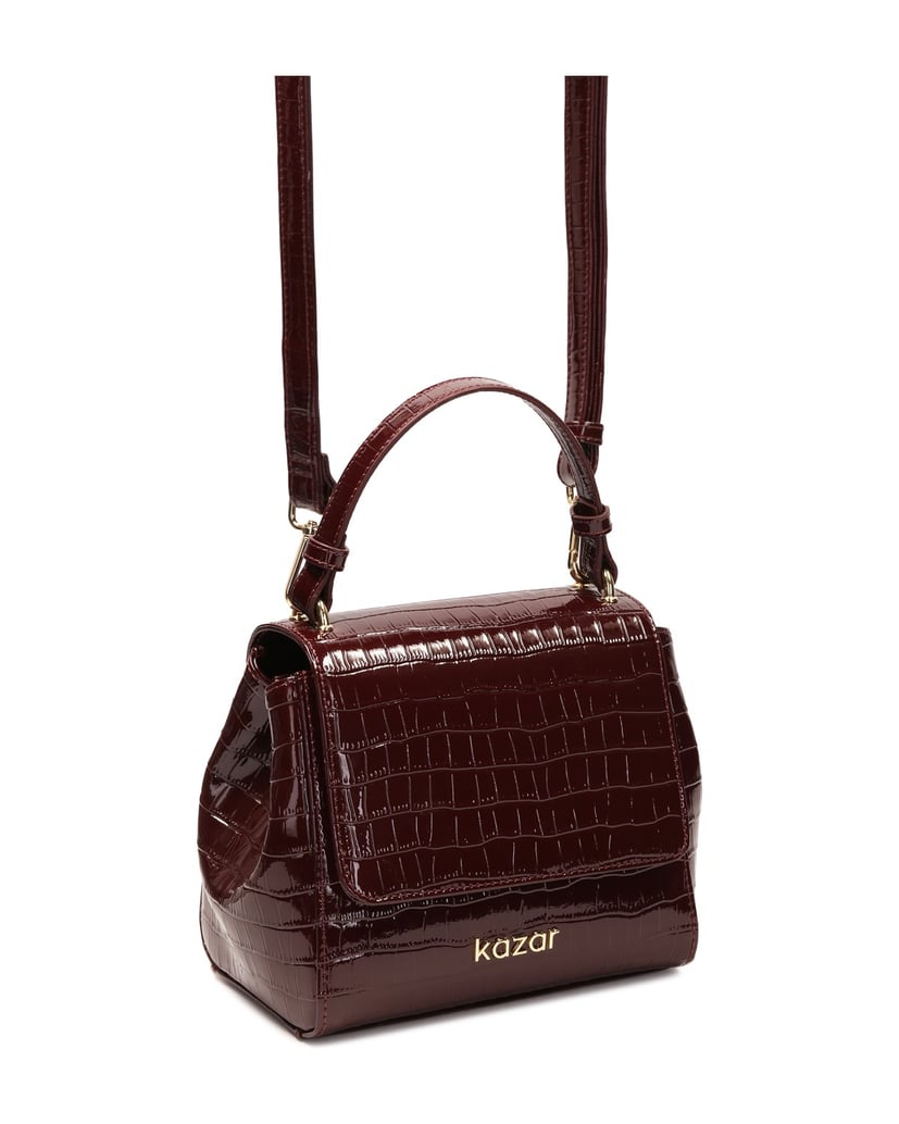 Kazar-Kastanienbraune-Lacklederhandtasche-rot