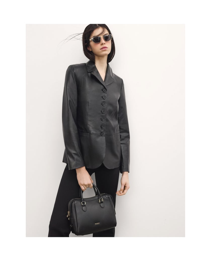 Kazar-Schlanke-Handtasche-mit-Griffen-und-Riem-schwarz