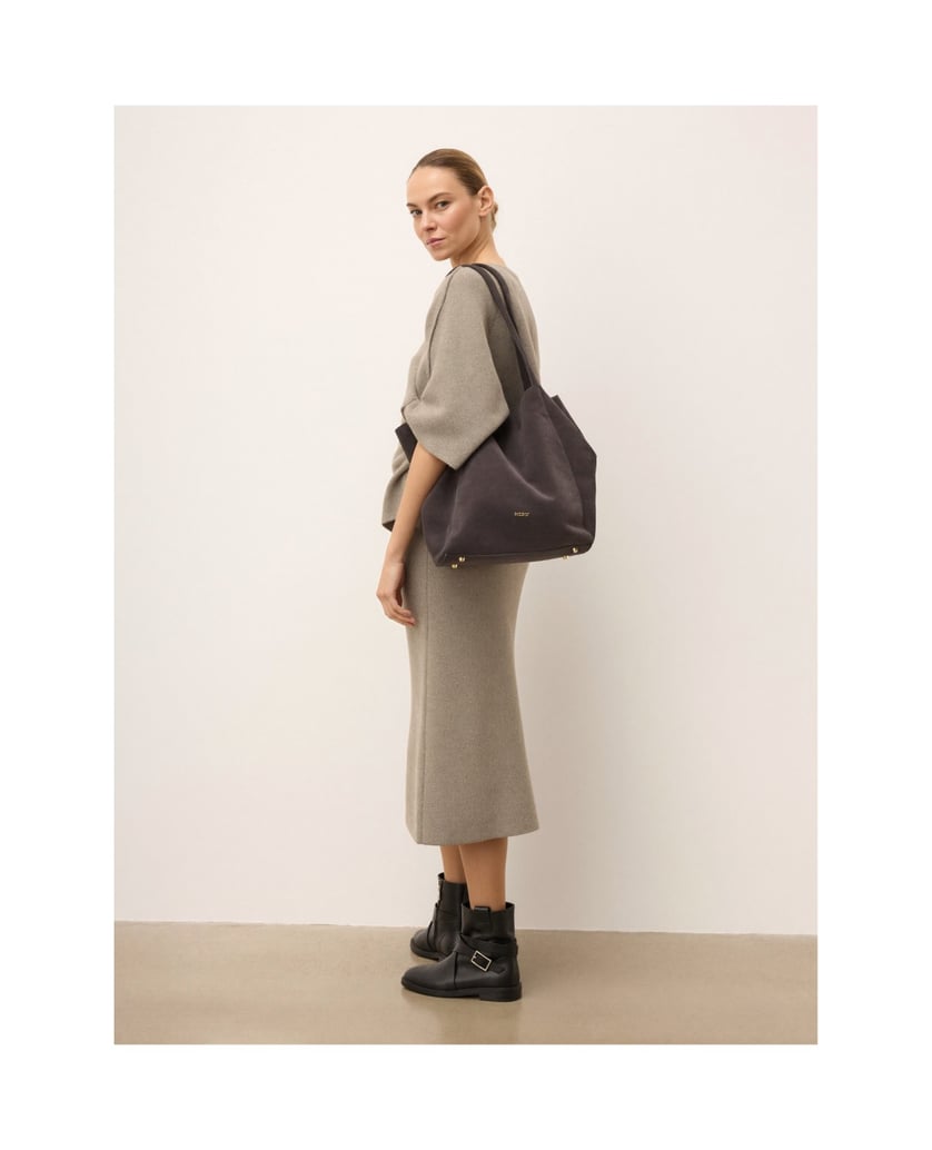 Kazar-Grey-suede-shopper-bag-šedá