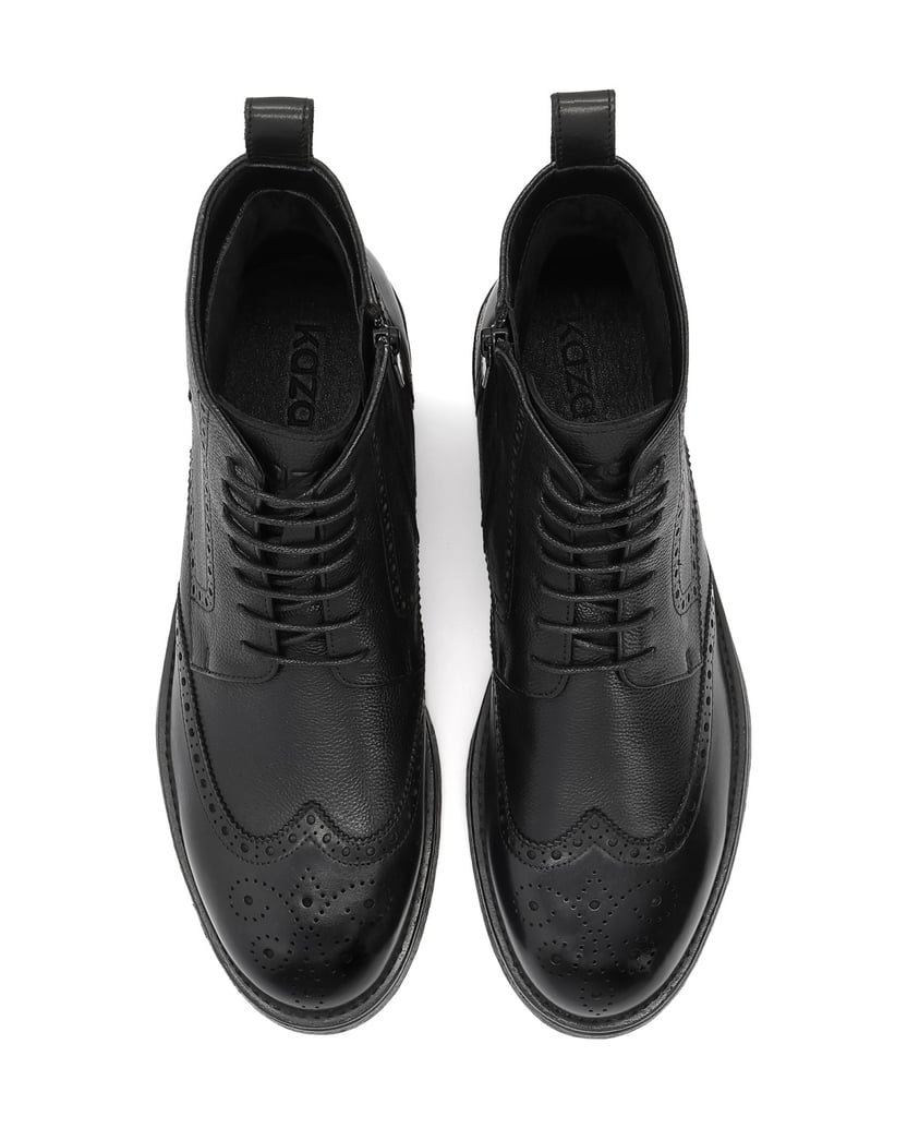 Kazar-Men's-leather-boots-with-openwork-decoration-černá