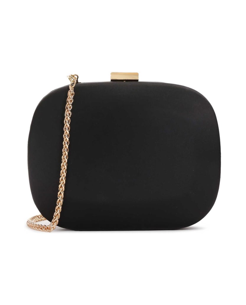 Kazar-Black-fabric-clutch-bag-with-rounded-shape-černá