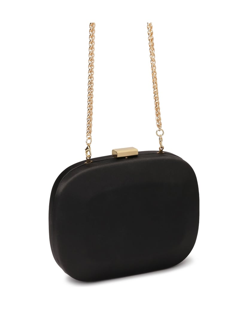 Kazar-Black-fabric-clutch-bag-with-rounded-shape-černá