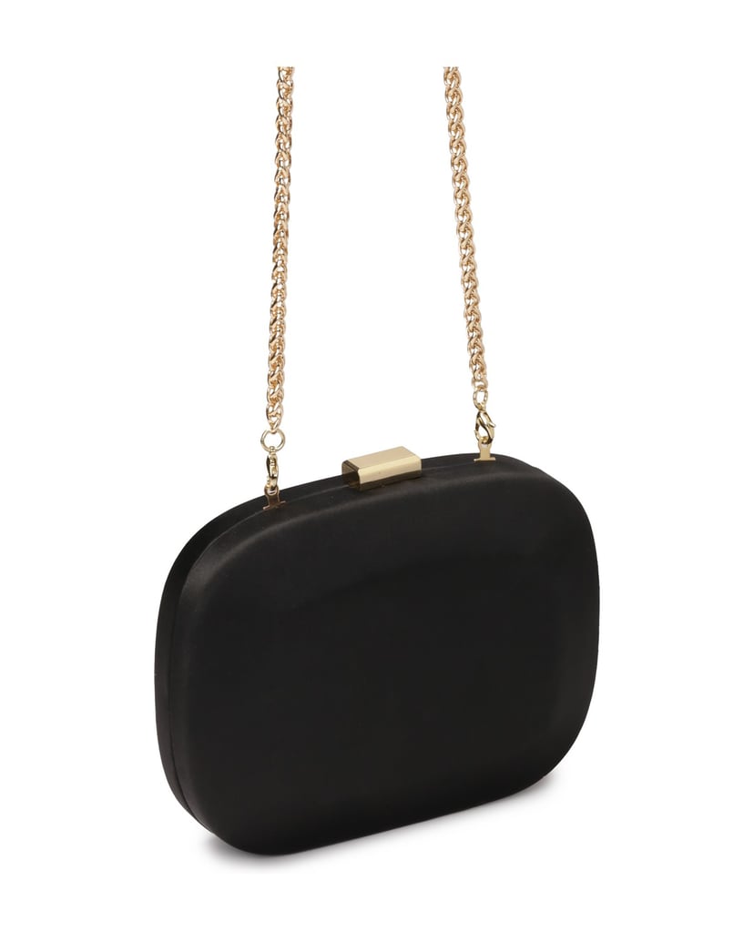 Kazar-Black-fabric-clutch-bag-with-rounded-shape-černá