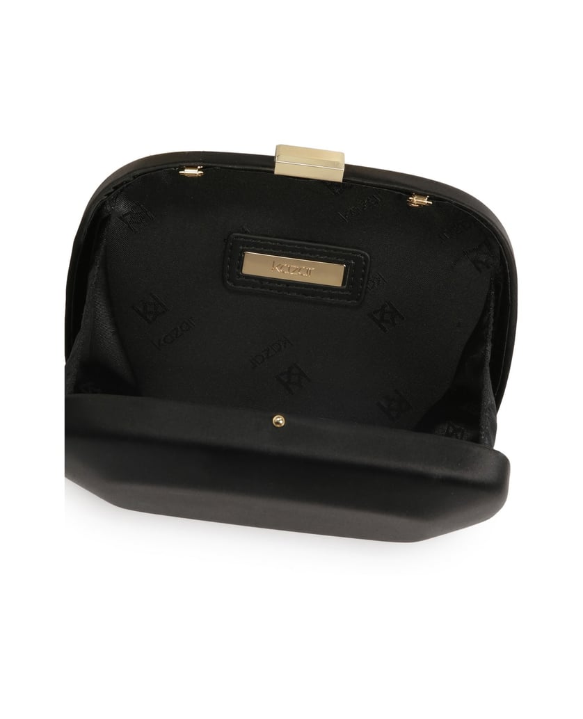 Kazar-Black-fabric-clutch-bag-with-rounded-shape-černá