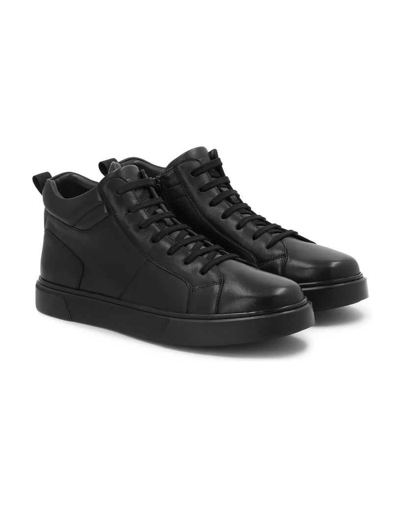 Kazar-Black-ankle-sneakers-in-natural-leather-čierna