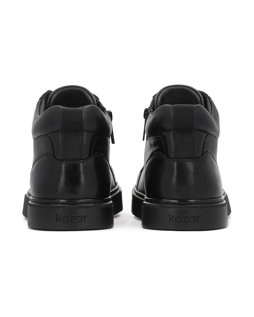 Kazar-Black-ankle-sneakers-in-natural-leather-čierna