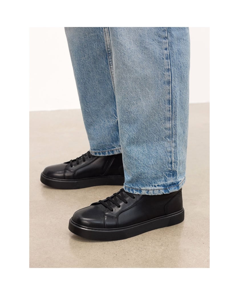Kazar-Black-ankle-sneakers-in-natural-leather-čierna
