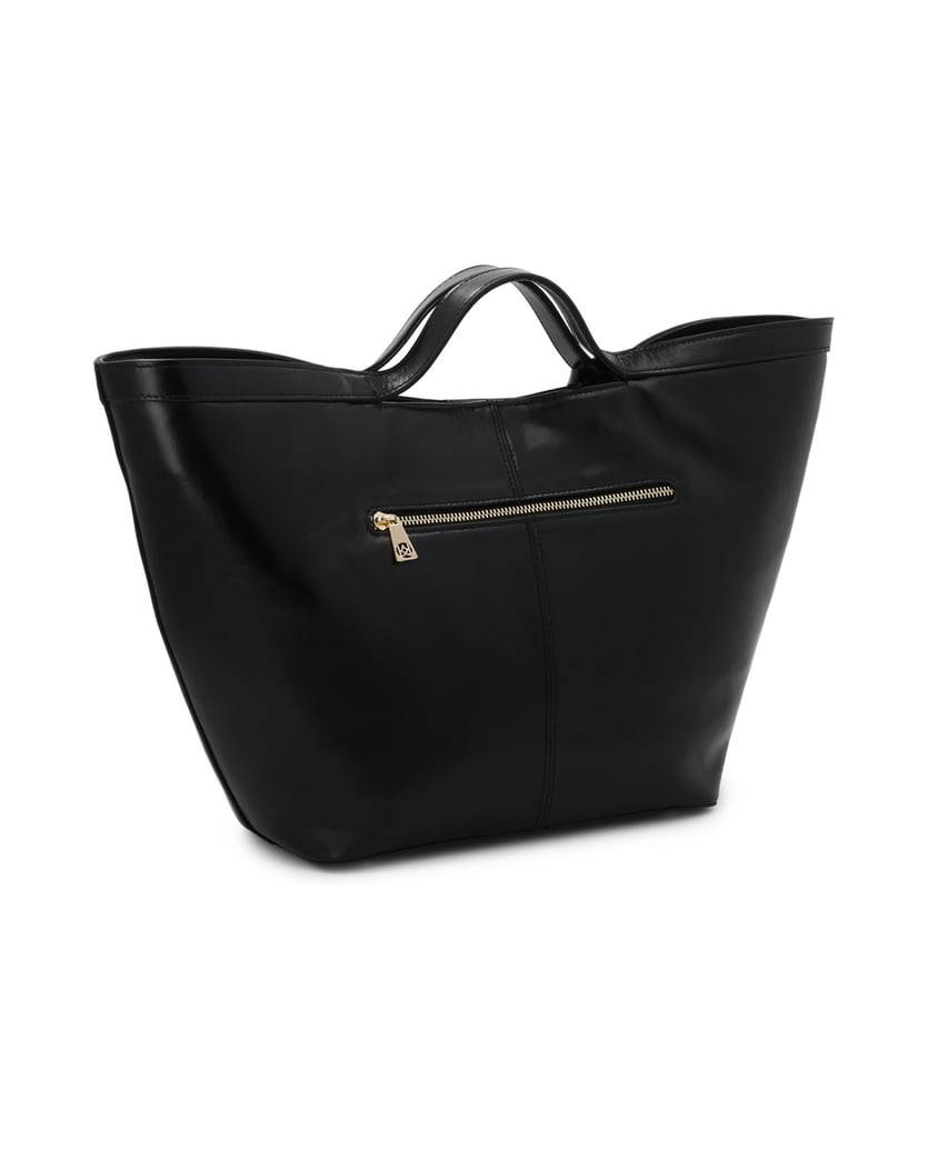 Kazar-Elegant-black-leather-handbag-with-gold-logo-čierna