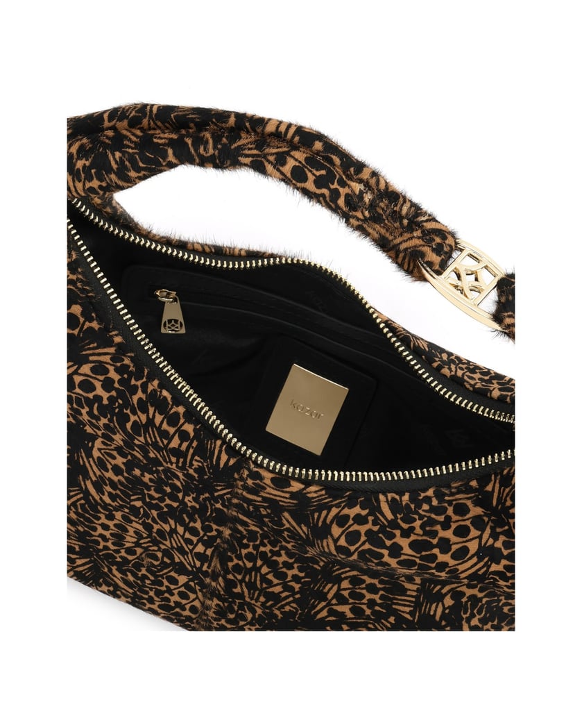 Kazar-Kleine-Handtasche-mit-Tiermuster-Borsten-braun