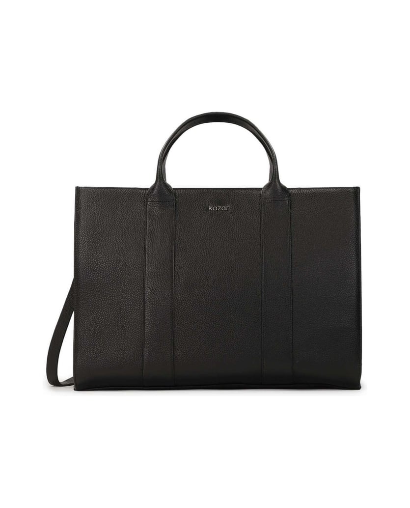 Kazar-Black-pea-skin-leather-tote-bag-with-detachable-strap-čierna