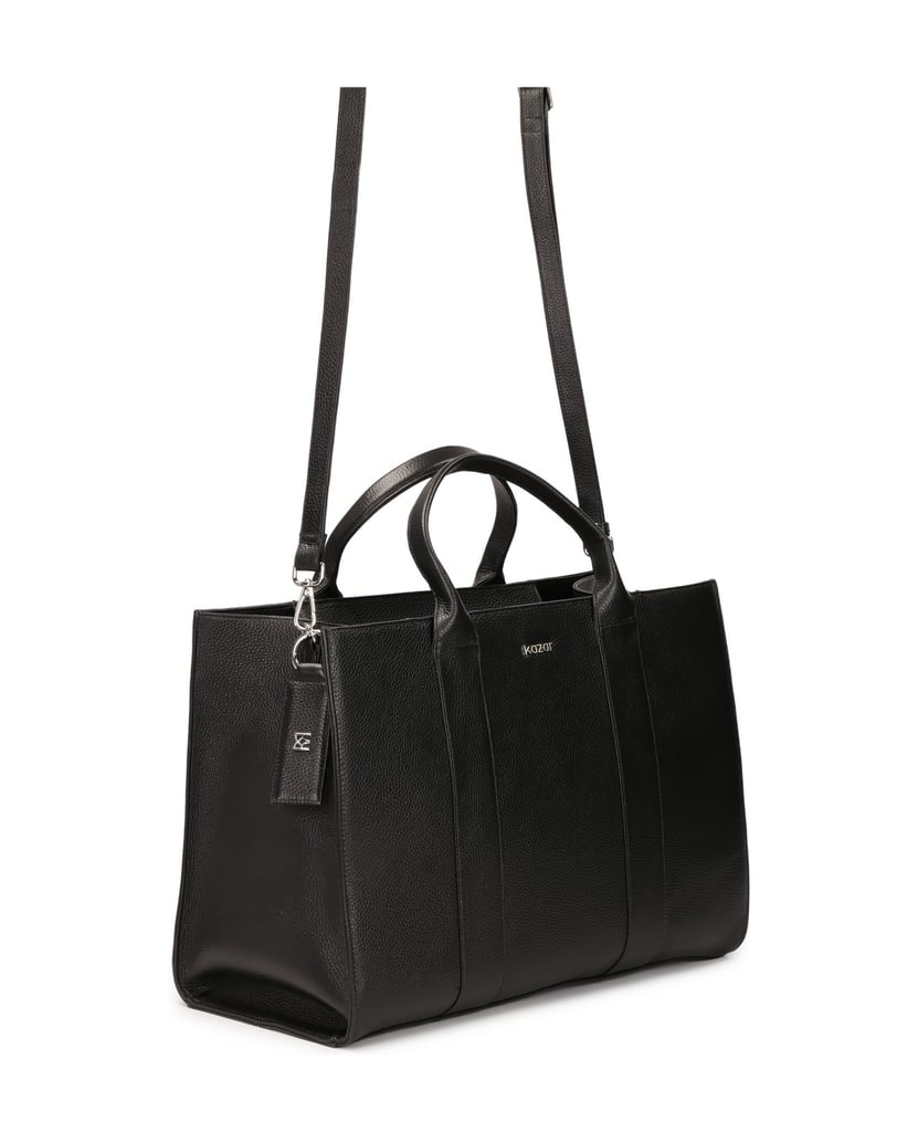 Kazar-Black-pea-skin-leather-tote-bag-with-detachable-strap-čierna