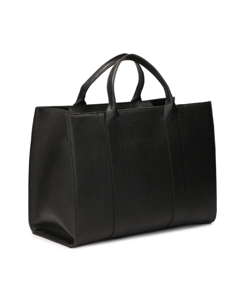 Kazar-Black-pea-skin-leather-tote-bag-with-detachable-strap-čierna