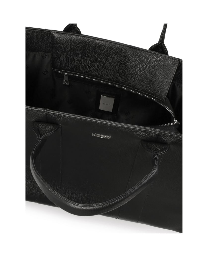 Kazar-Black-pea-skin-leather-tote-bag-with-detachable-strap-čierna