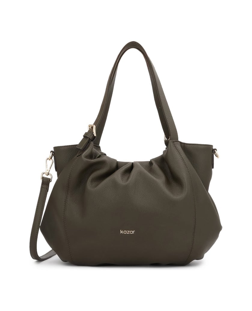 Kazar-Olive-handbag-with-a-loose-rounded-cut-zelená
