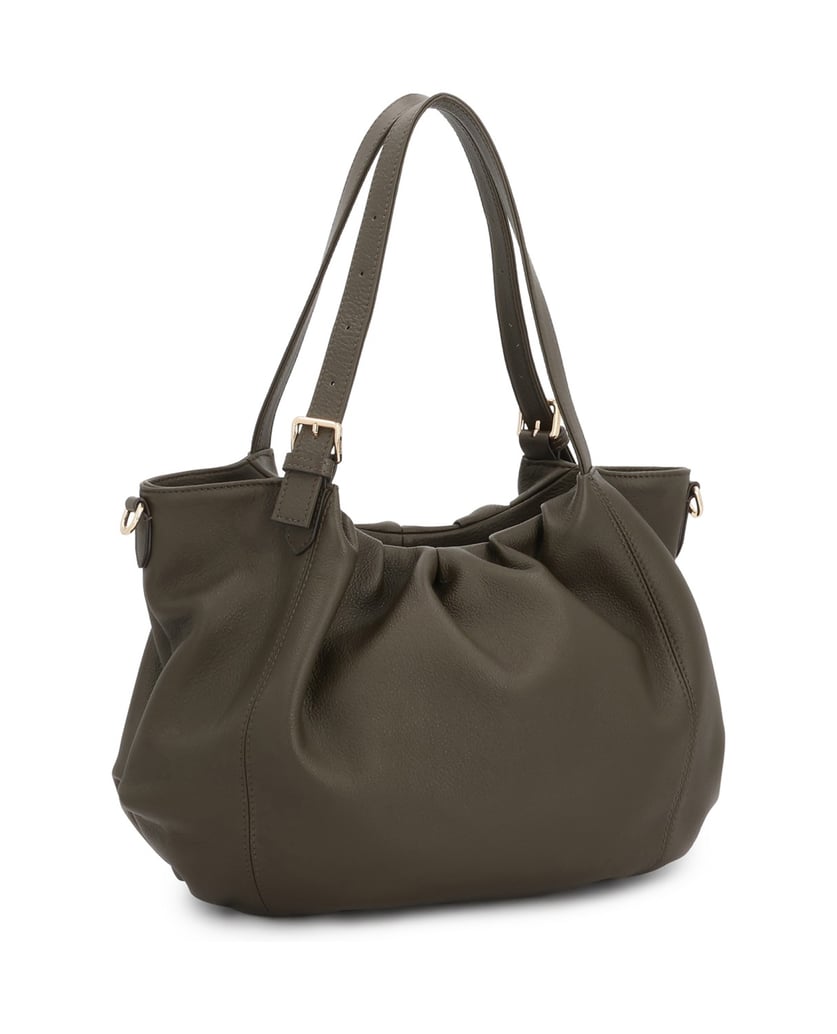 Kazar-Olive-handbag-with-a-loose-rounded-cut-zelená