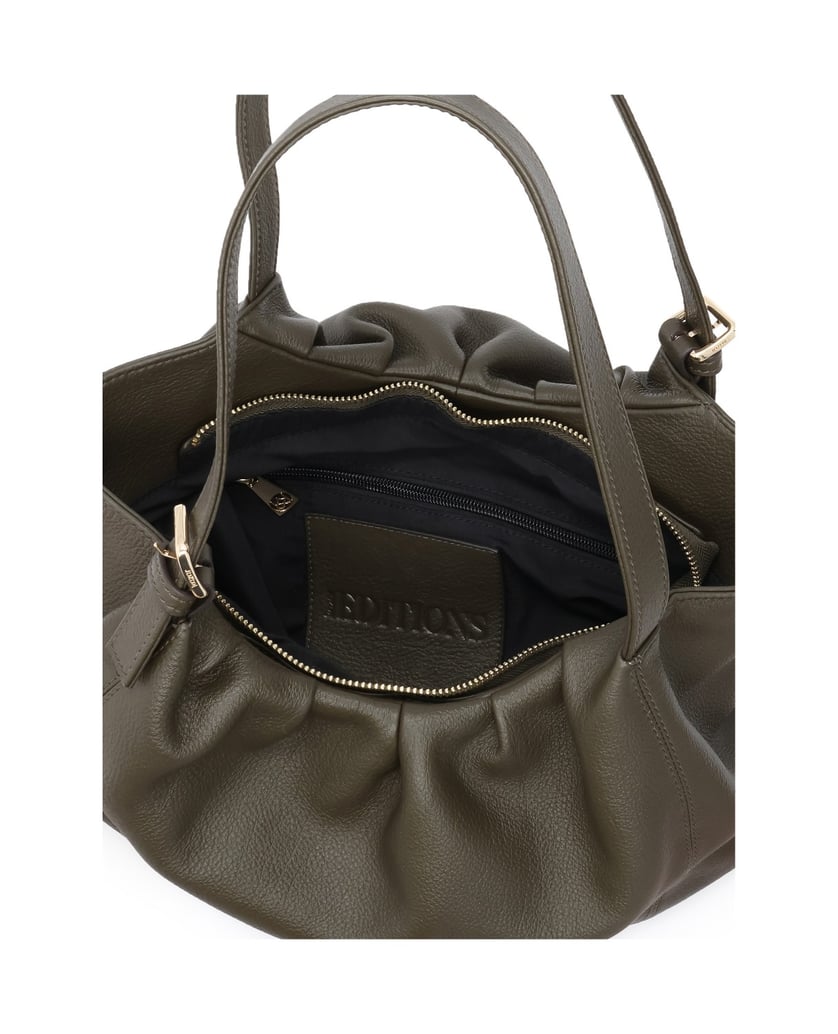 Kazar-Olive-handbag-with-a-loose-rounded-cut-zelená