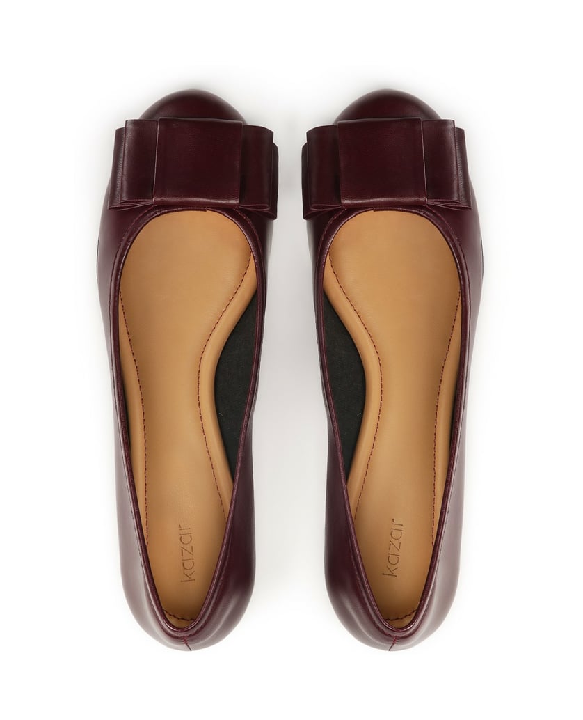 Kazar-Kastanienbraune-Ballerinas-mit-Schleife-rot