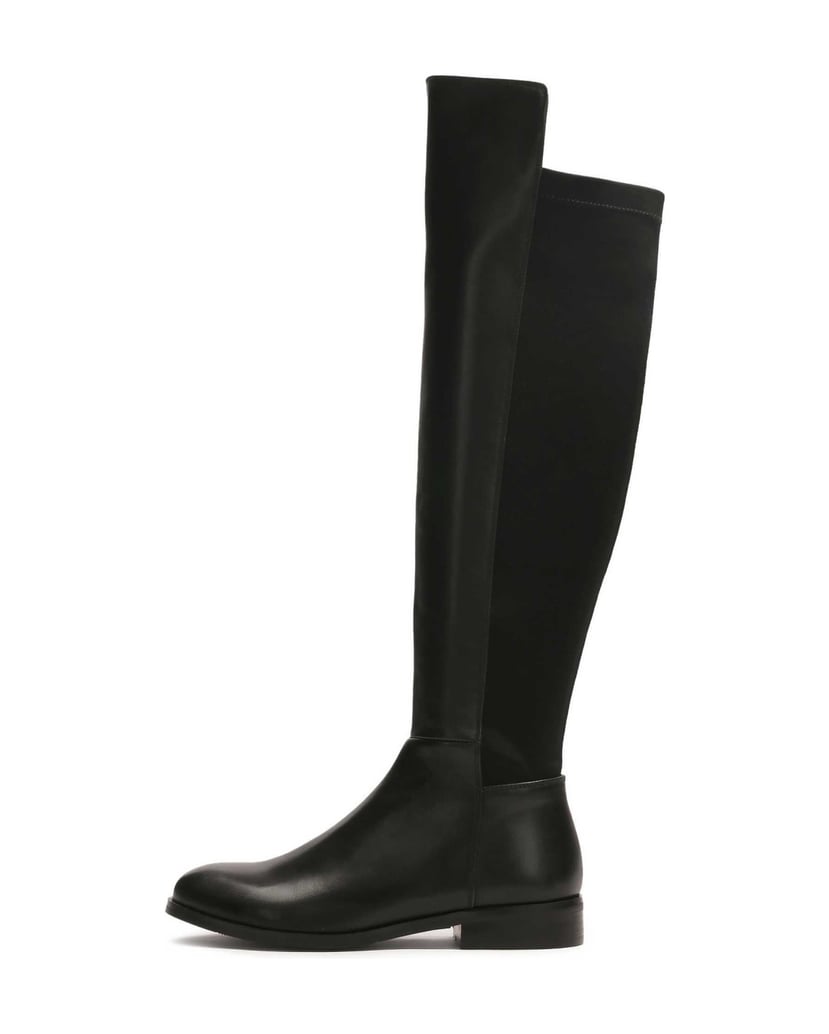 Kazar-Black-flat-boots-in-leather-and-fabric-černá