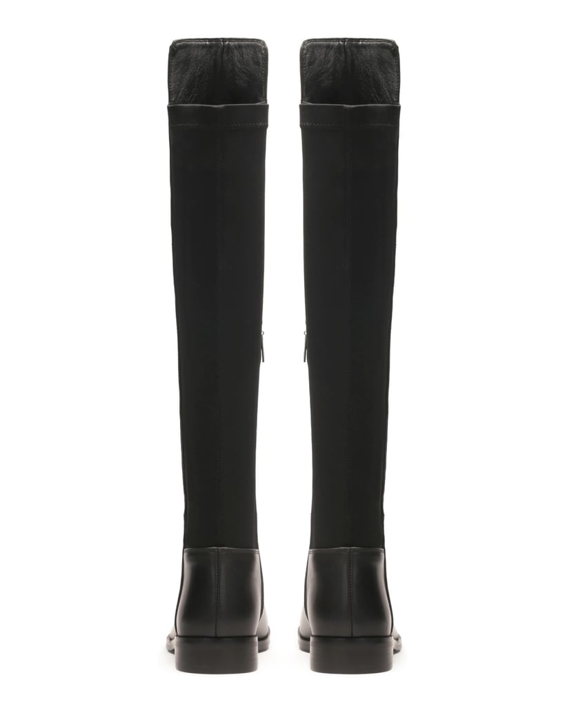 Kazar-Black-flat-boots-in-leather-and-fabric-černá