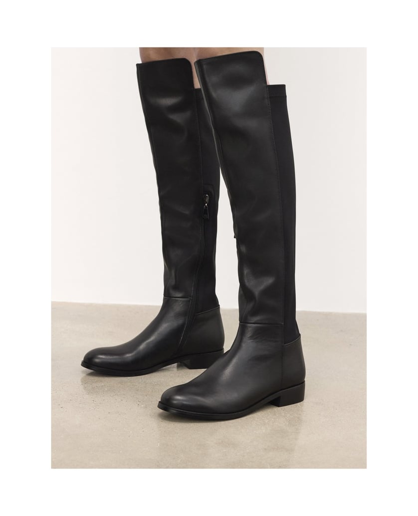 Kazar-Black-flat-boots-in-leather-and-fabric-černá
