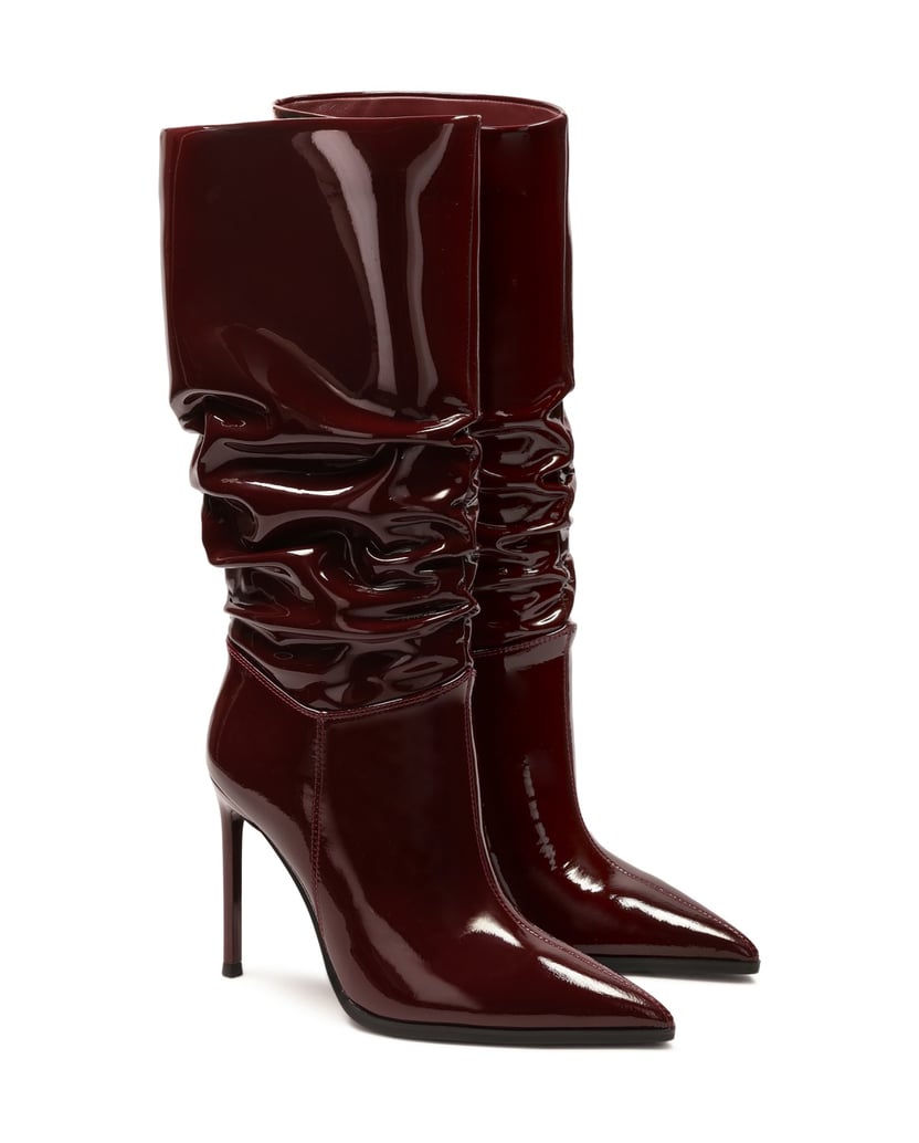 Kazar-Maroon-boots-on-a-slender-stiletto-heel-červená