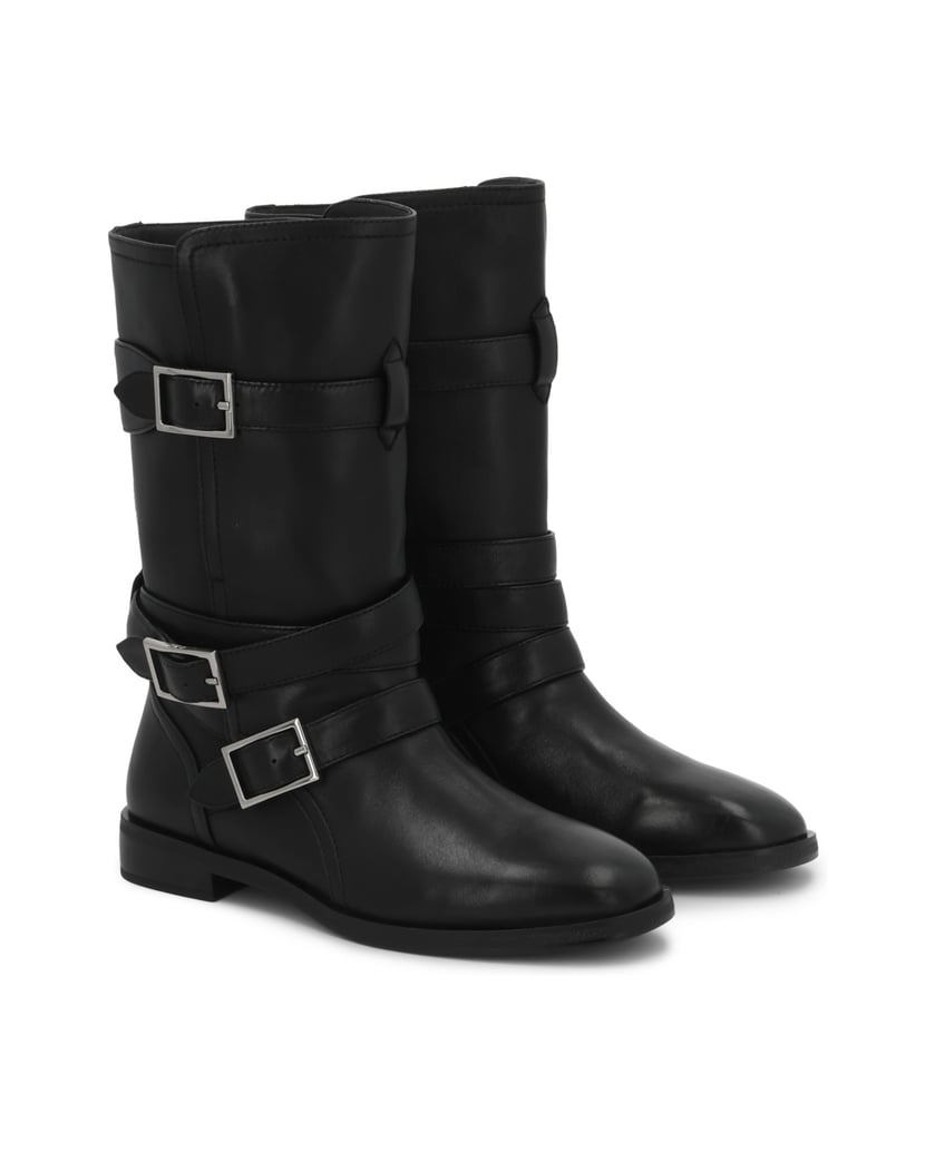 Kazar-Black-boots-with-a-higher-upper-decorated-with-buckles-čierna