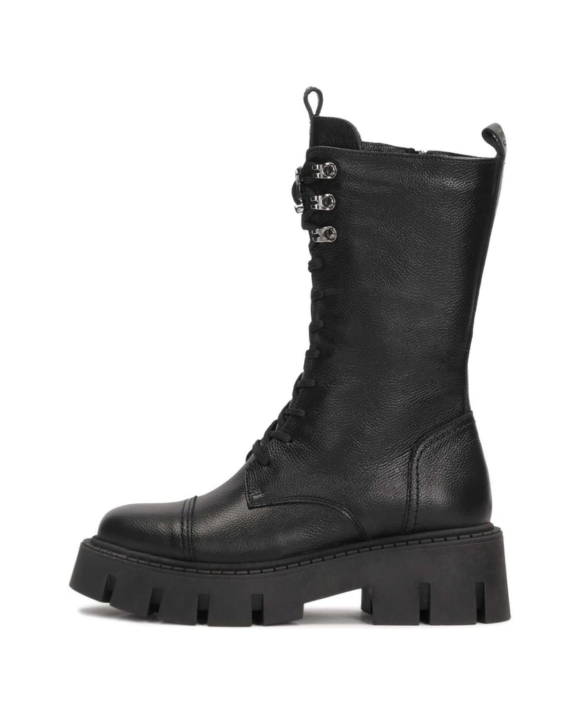 Kazar-Lederstiefelette-mit-hohem-Schaft-schwarz