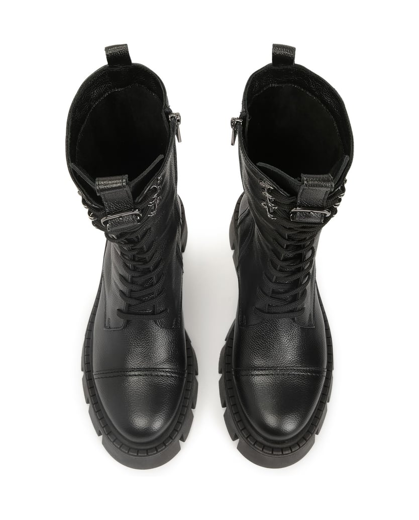 Kazar-Lederstiefelette-mit-hohem-Schaft-schwarz