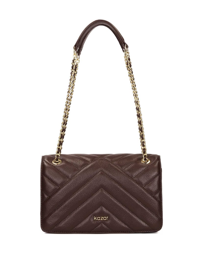 Kazar-Braune-gesteppte-Kettenhandtasche