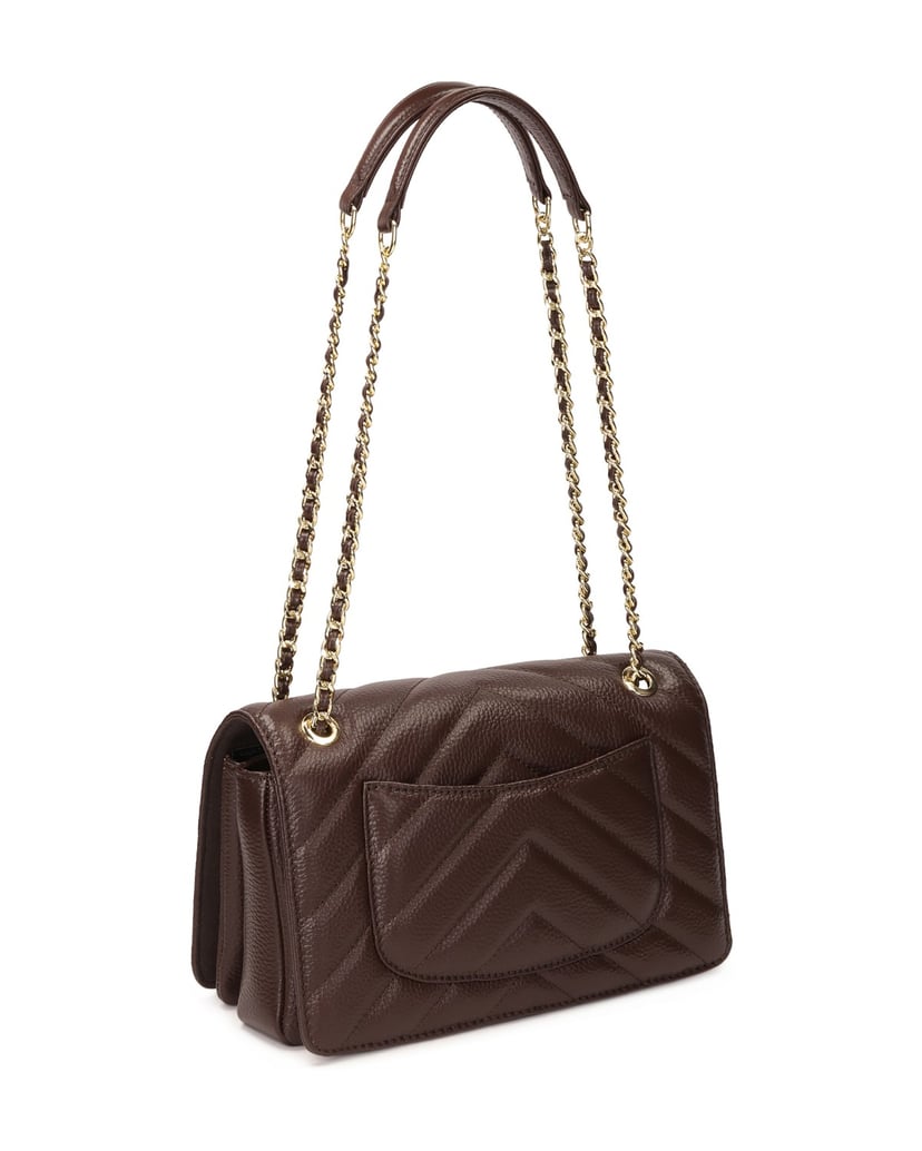 Kazar-Braune-gesteppte-Kettenhandtasche