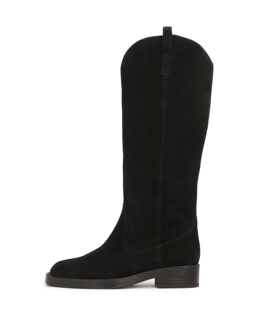 Kazar-Black-suede-flat-sole-boots-čierna