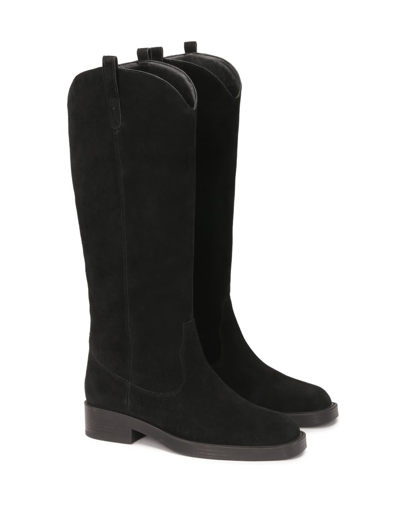 Kazar-Black-suede-flat-sole-boots-čierna
