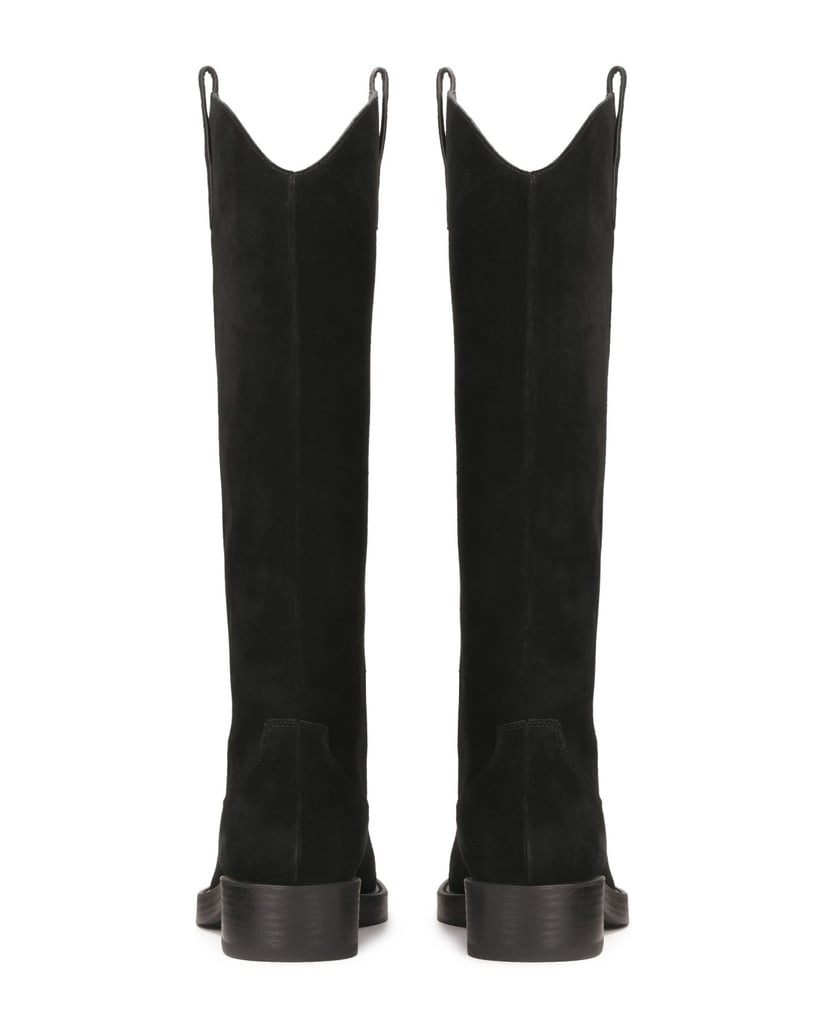 Kazar-Black-suede-flat-sole-boots-čierna