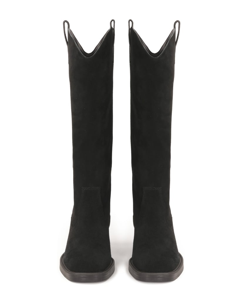 Kazar-Black-suede-flat-sole-boots-čierna