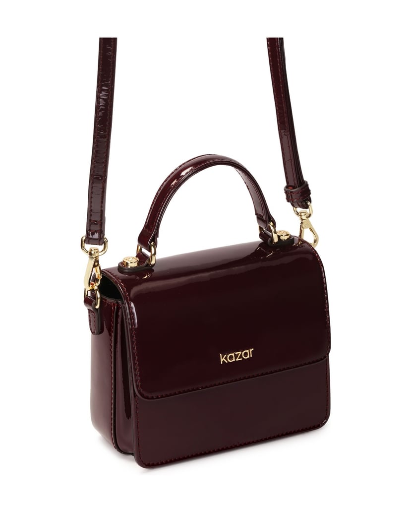 Kazar-Patent-maroon-handbag-with-handle-červená