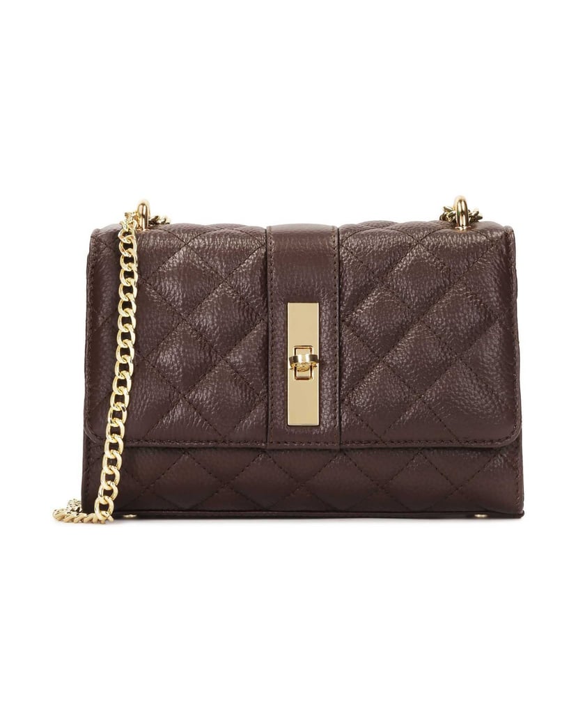 Kazar-Quilted-brown-chain-handbag-hnědá