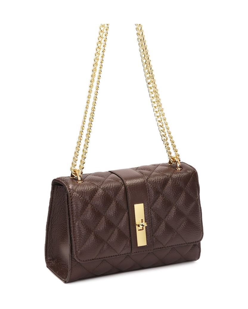 Kazar-Quilted-brown-chain-handbag-hnědá