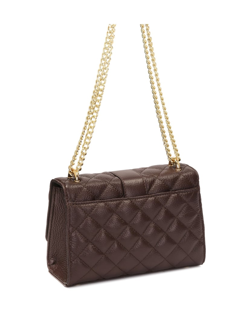 Kazar-Quilted-brown-chain-handbag-hnědá