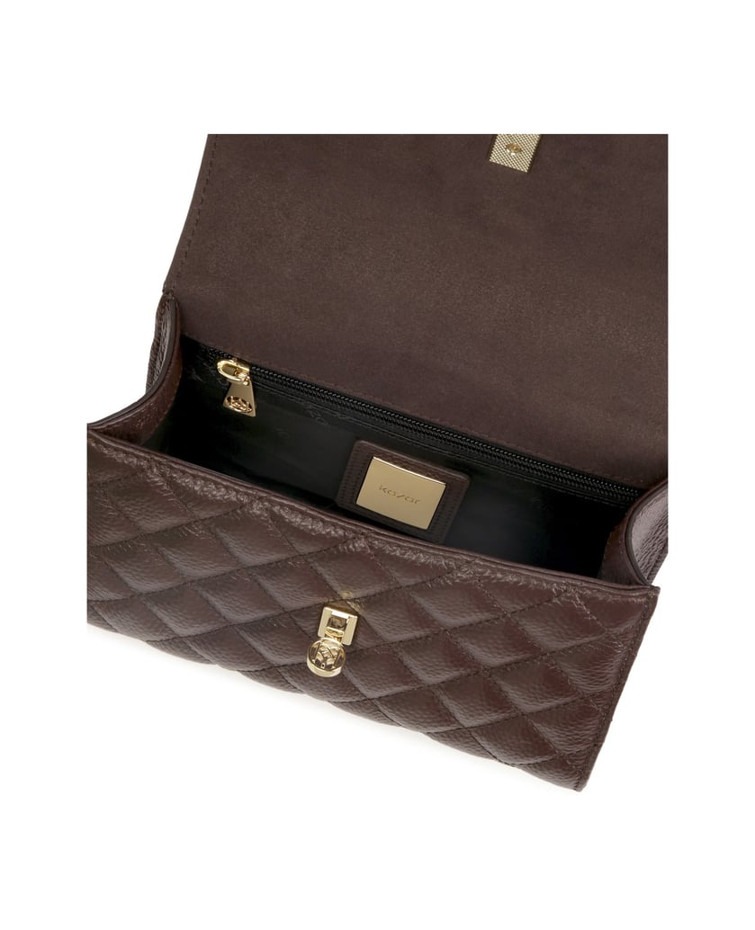 Kazar-Quilted-brown-chain-handbag-hnědá