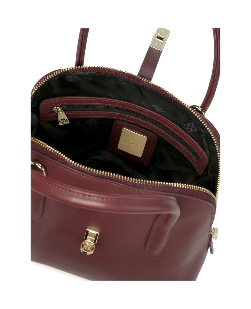 Kazar-Maroon-leather-handbag-with-handles-červená