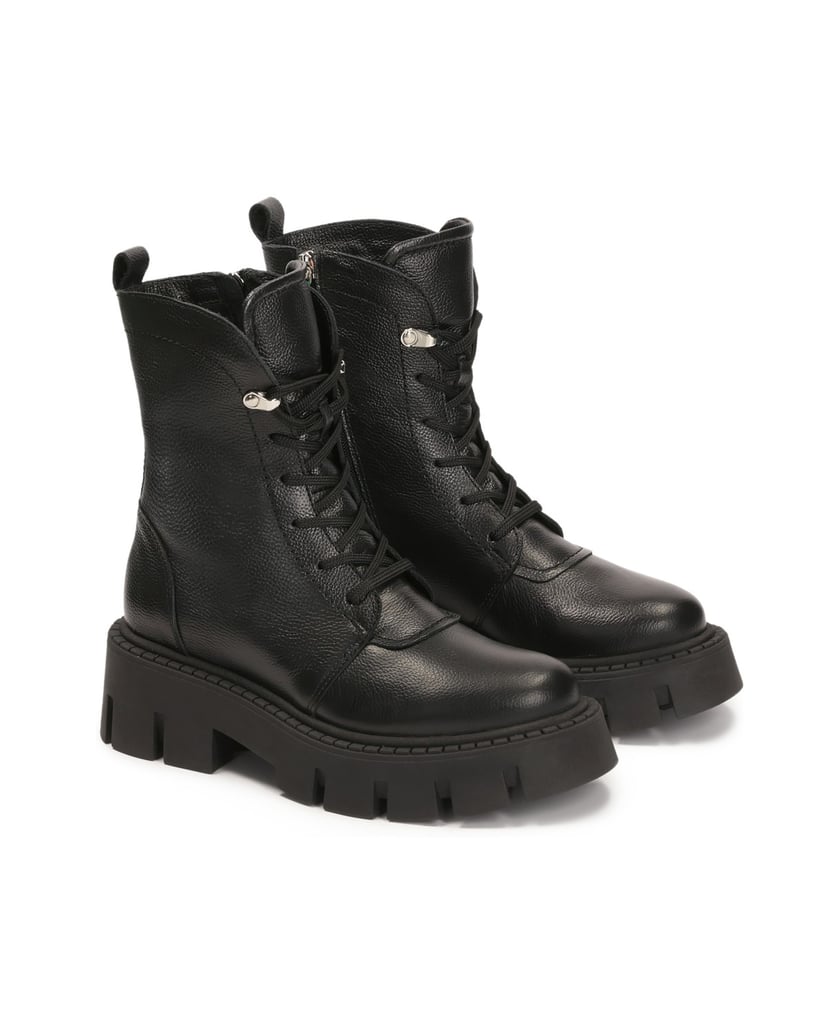 Kazar-Leather-boots-with-zipper-and-lacing-černá