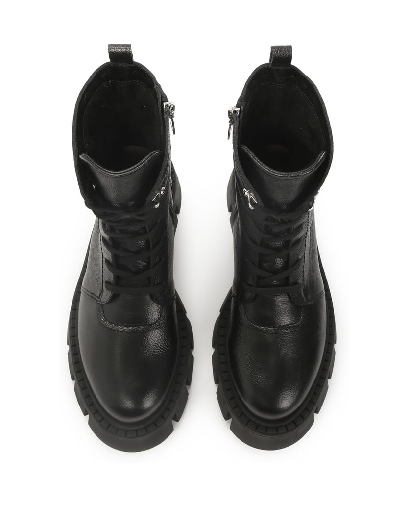 Kazar-Leather-boots-with-zipper-and-lacing-černá