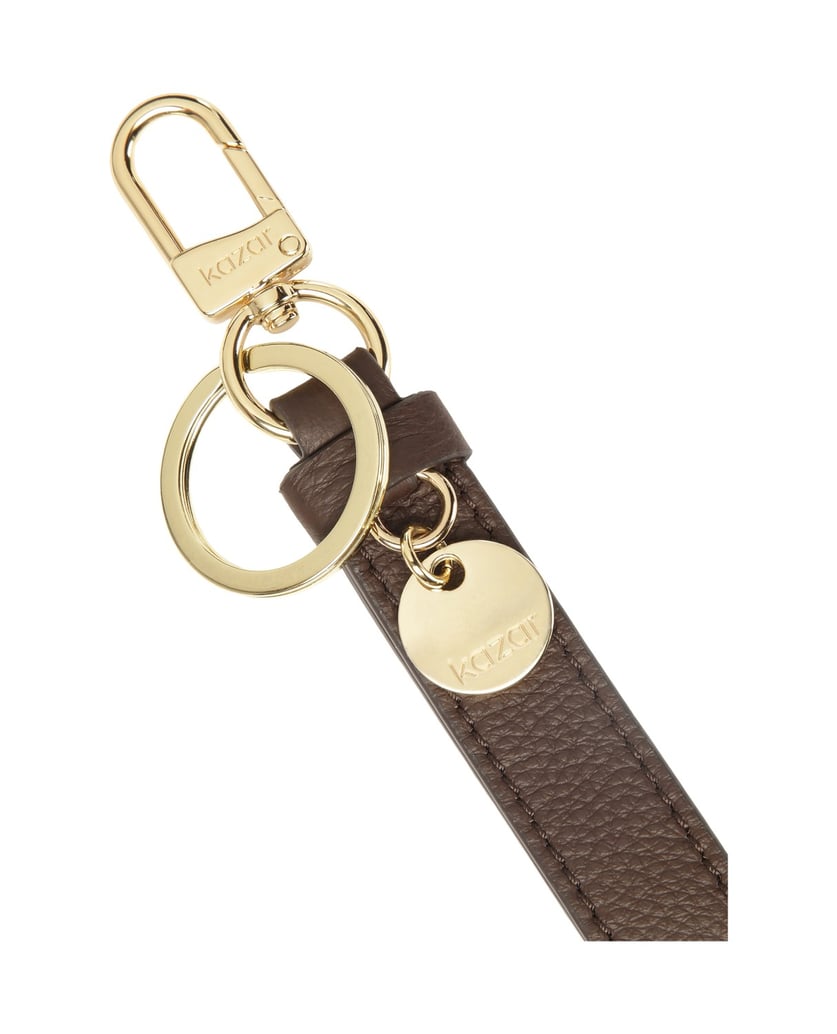 Kazar-Key-ring-with-brown-leather-strap-hnedá