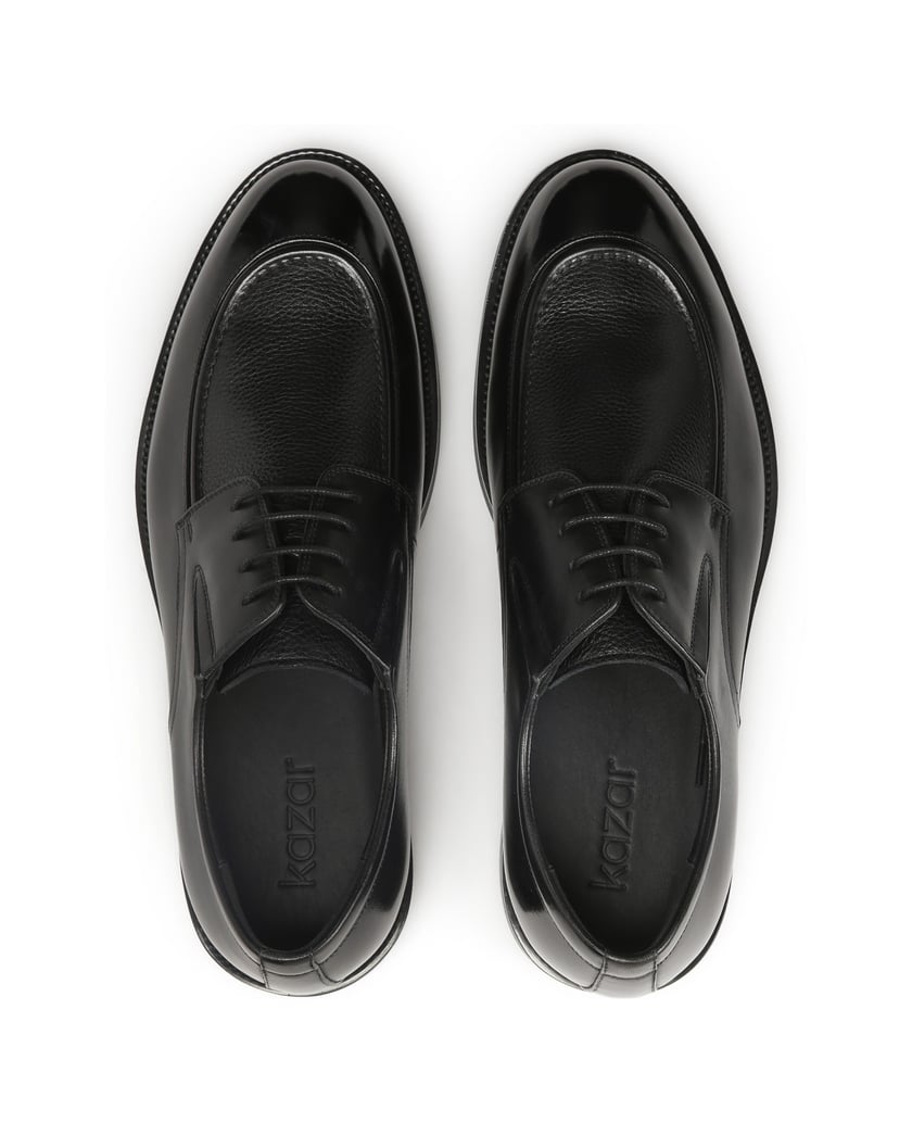 Kazar-Black-shoes-with-decorative-stitching-černá
