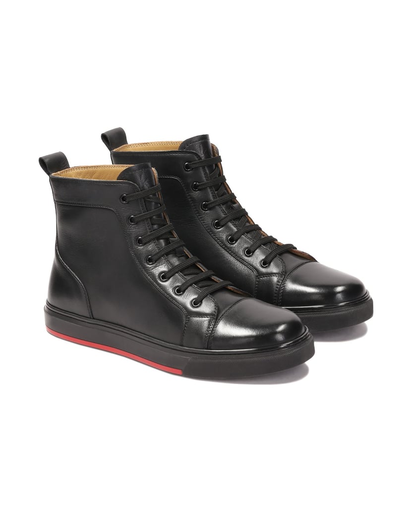 Kazar-Hohe-Schnürsenkel-Sneakers-aus-Leder-schwarz