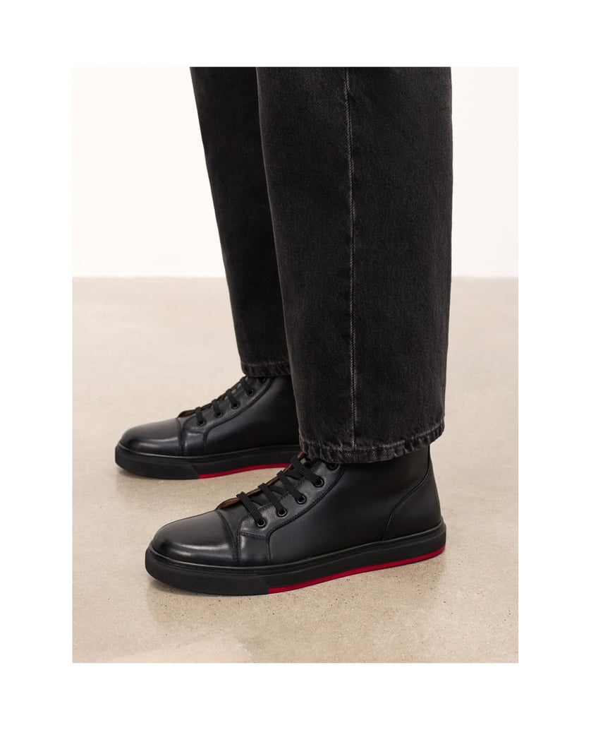 Kazar-Hohe-Schnürsenkel-Sneakers-aus-Leder-schwarz