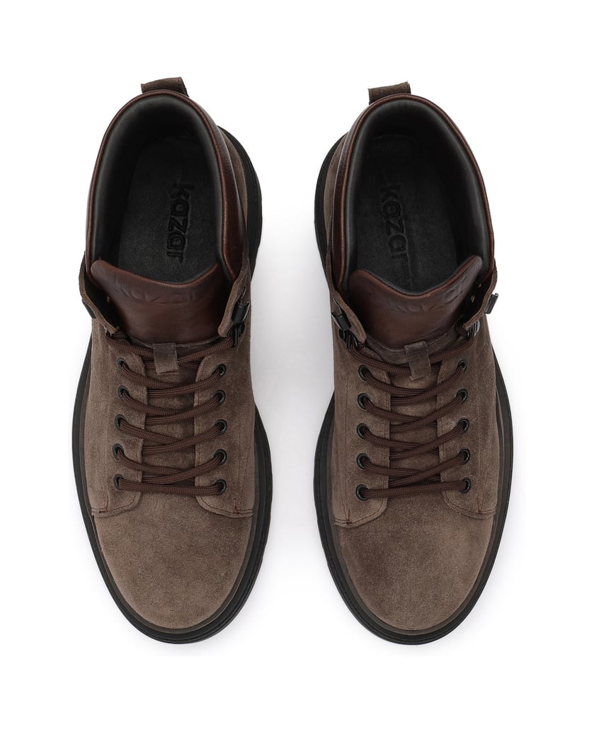 Kazar-Herrenstiefel-aus-braunem-Wildleder-mit-Lederkragen-braun