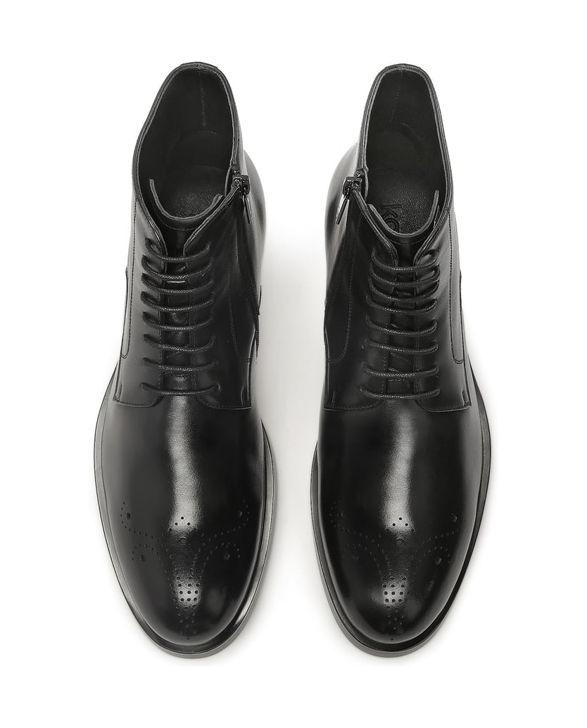 Kazar-Black-smooth-leather-boots-with-openwork-embellishment-černá